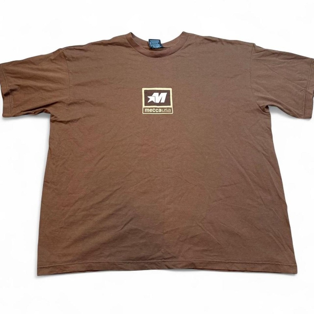 Vintage Mecca USA Y2K streetwear brown cotton t-shirt size XXL hiphop skater